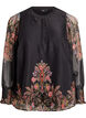 Bluse med paisley-trykk og gjennomsiktige ermer, Svart, Packshot image number 0