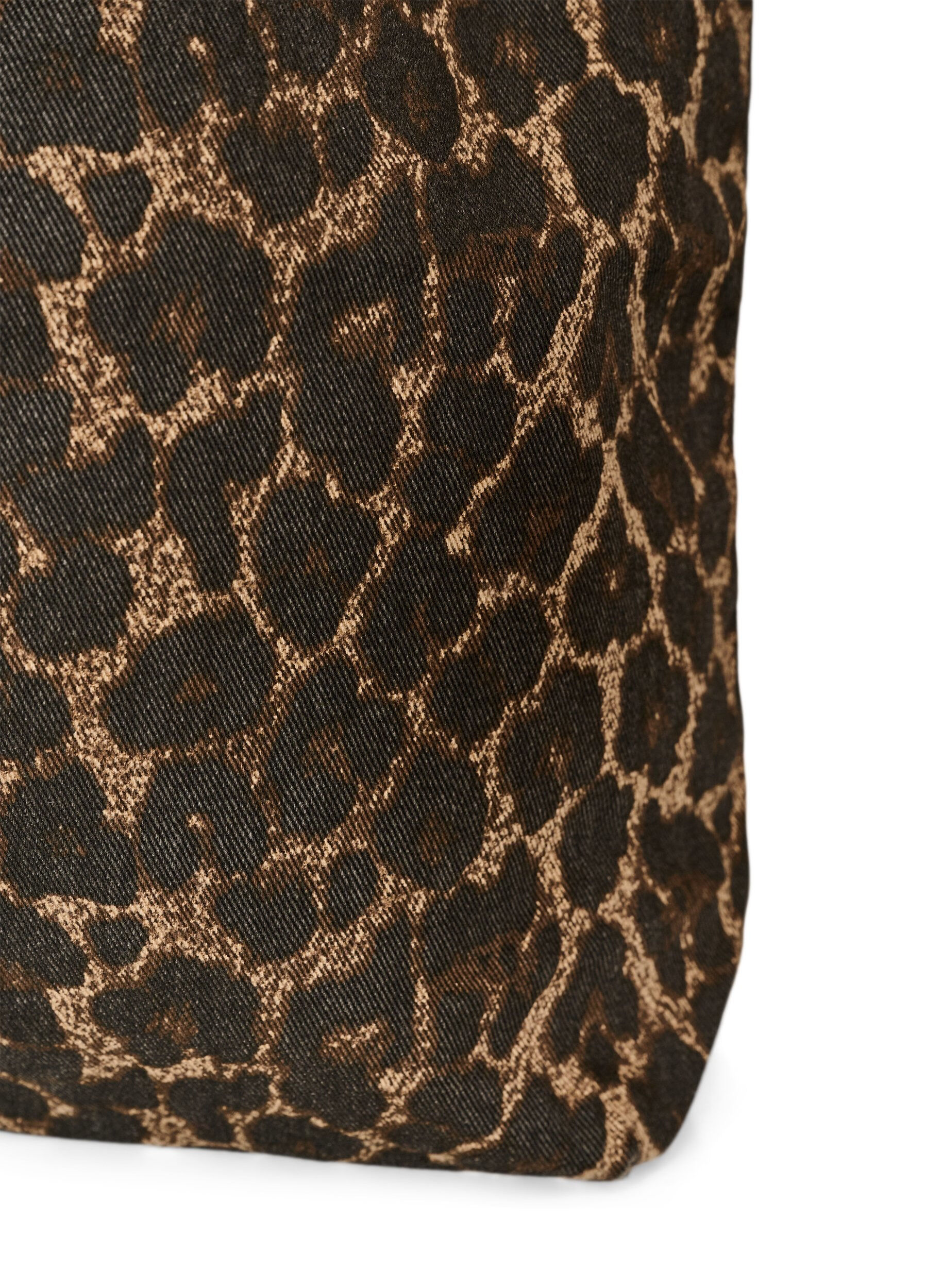 ZizziDenim shopper veske med leopardm&oslash;nster, Brun, Packshot image number 2