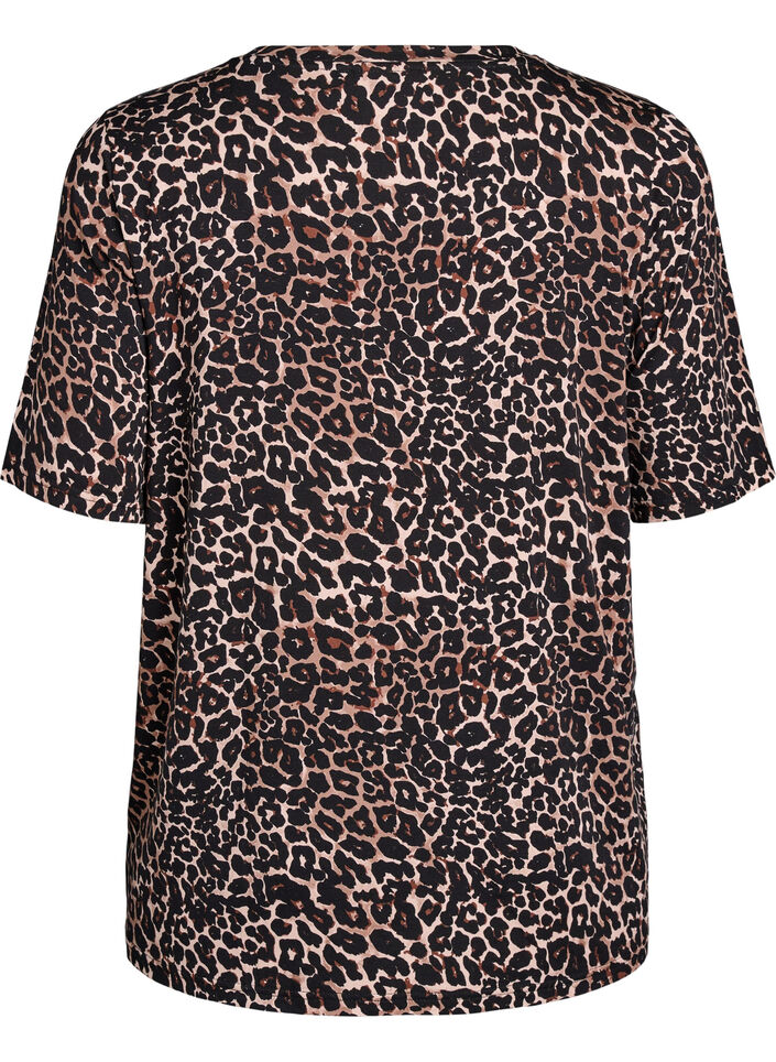 T-skjorte med TENCEL™ Lyocell og leopardmønster, Brun, Packshot image number 1