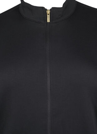Zizzi Sporty cardigan med glidelås og lommer, Black, Packshot image number 2