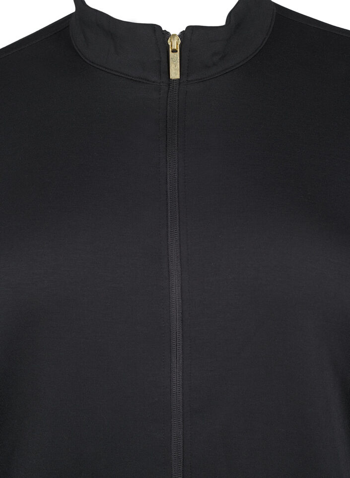 Sporty cardigan med glidelås og lommer, Black, Packshot image number 2