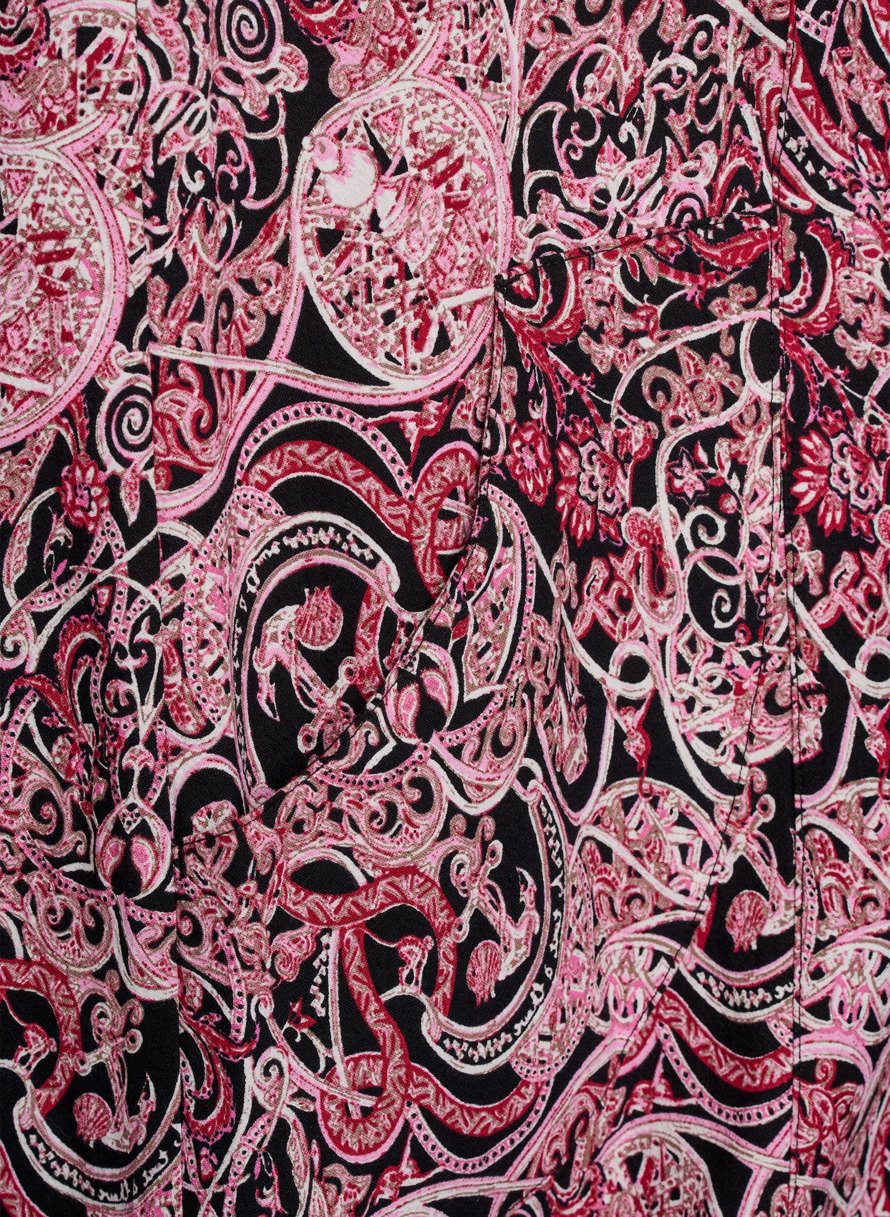 Zizzi Kortermet bomullskjole med m&oslash;nster, Svart, Packshot image number 3