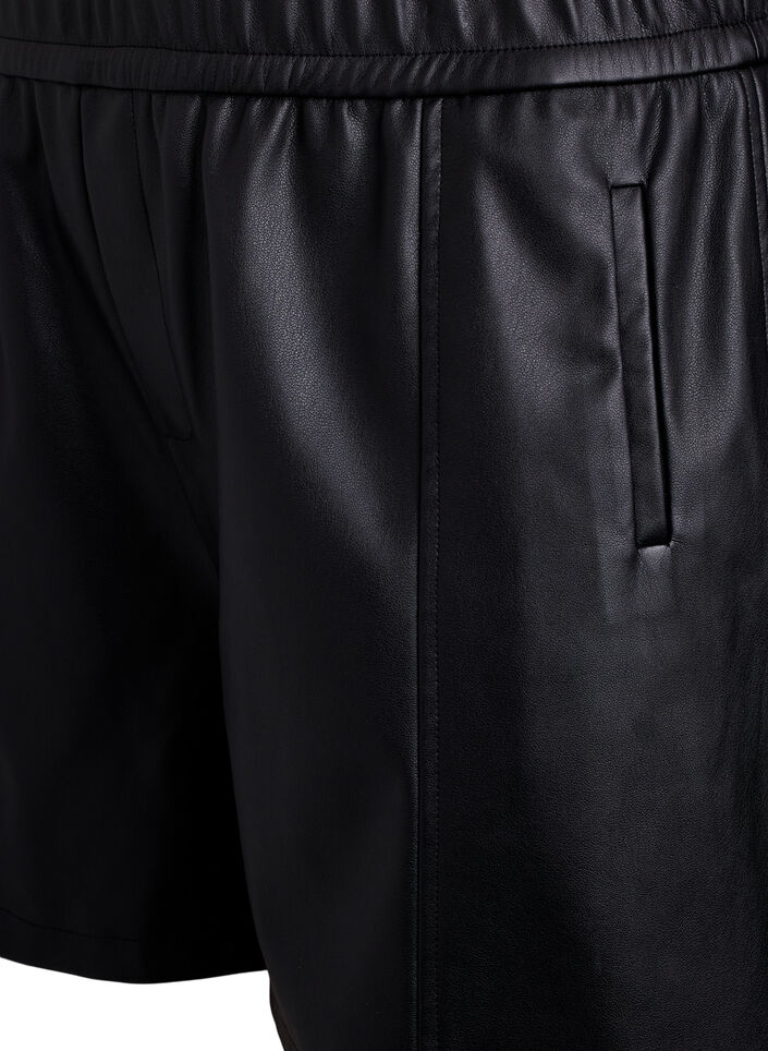 Loose fit imitert skinnshorts med elastisk linning, Black, Packshot