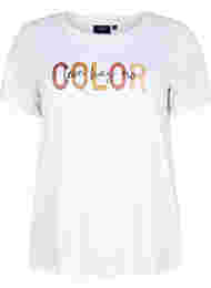 T-skjorte i bomull med trykk, Bright White COLOR