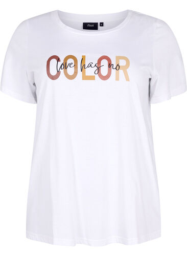 T-skjorte i bomull med trykk, Bright White COLOR, Packshot image number 0