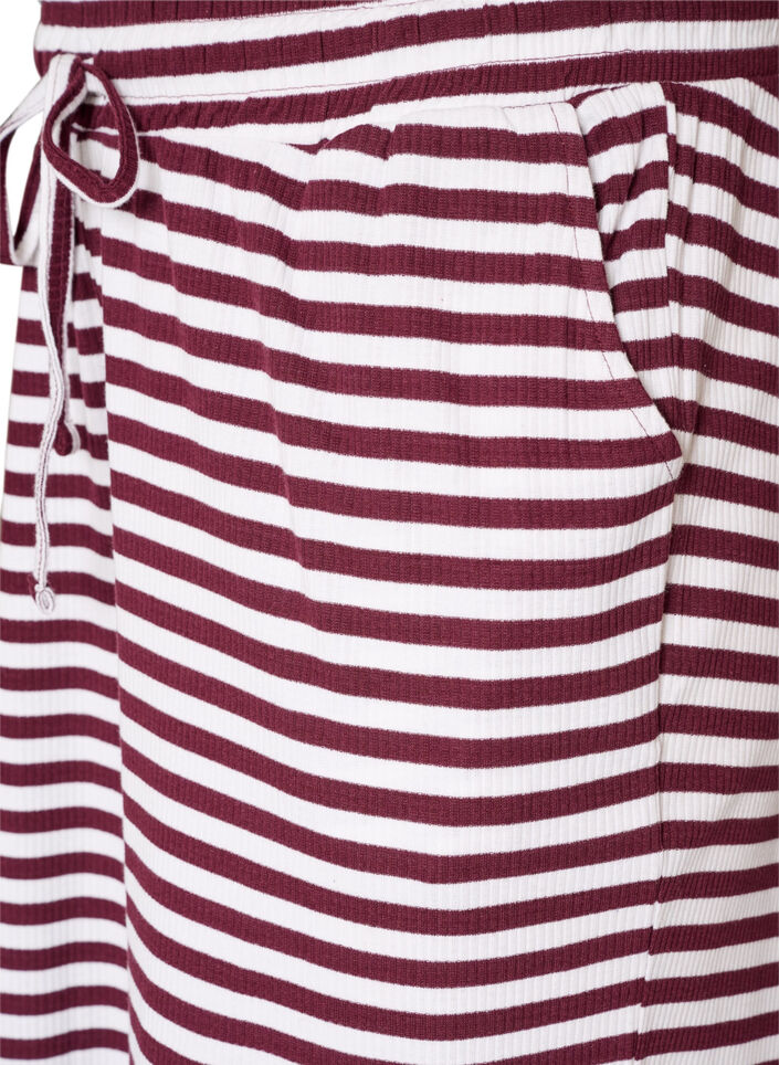 Stripete pyjamasbukser med h&oslash;y midje og vide ben, R&oslash;d, Packshot image number 2