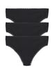 G-streng med blondekanter, 3 stk., Black, Packshot image number 0