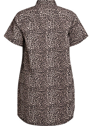 Zizzi Denimskjortekjole med leopardtrykk, Brun, Packshot image number 1