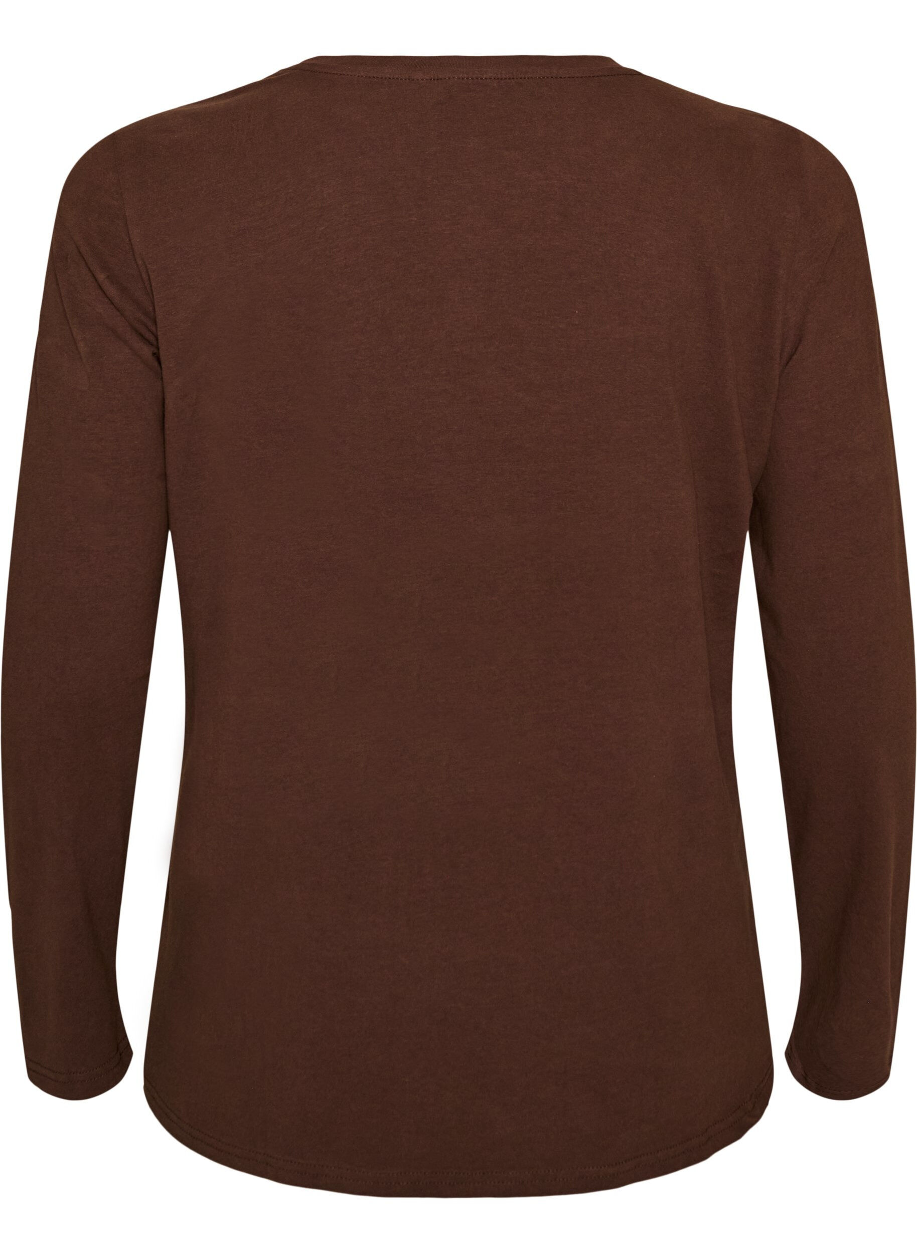 ZizziBasis jersey bluse med lange ermer, Brun, Packshot image number 1