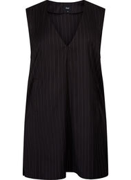 Pinstripet V-hals Spencer kjole, Black W. Pinstripe, Packshot