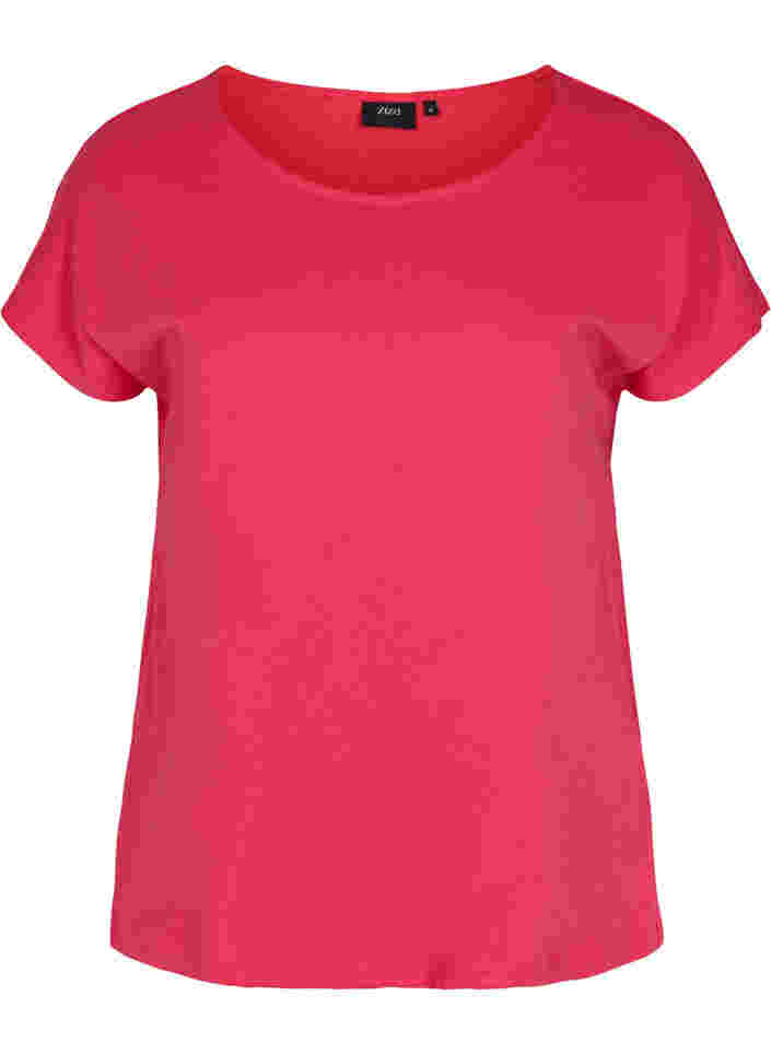 T-skjorte i bomullsmiks, Raspberry, Packshot image number 0