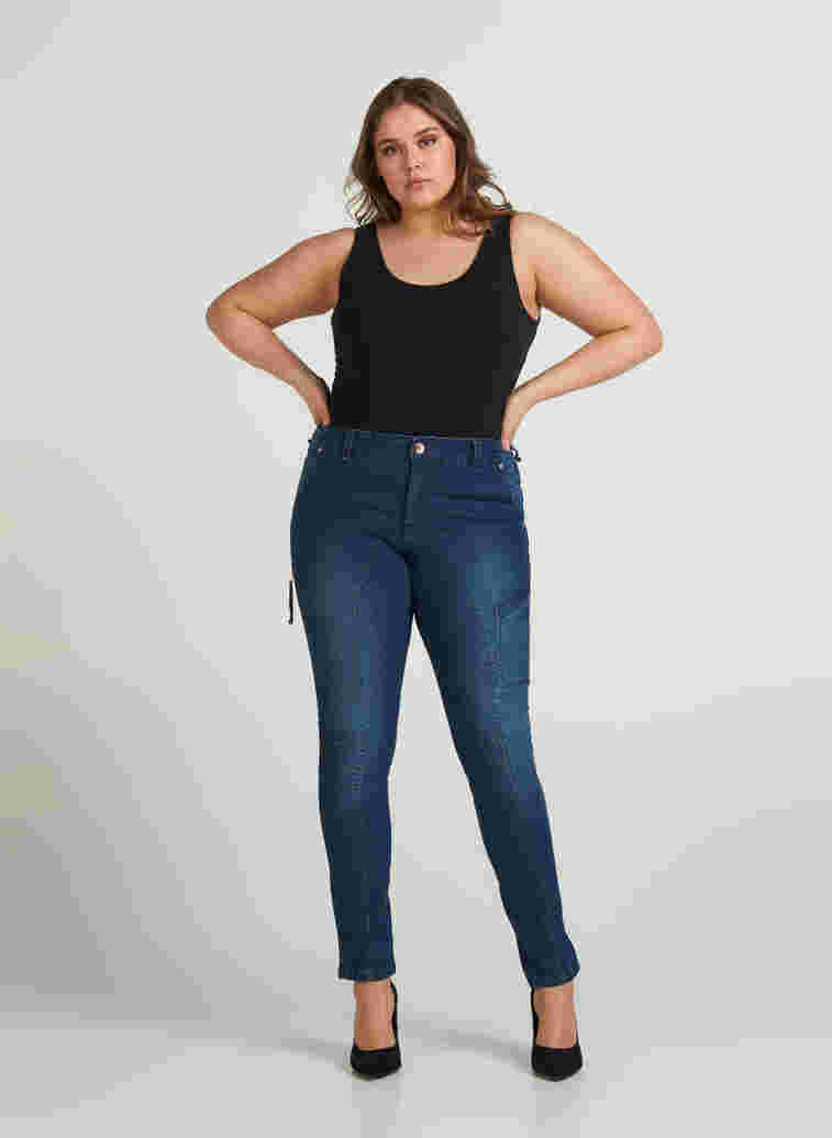 Sanna jeans, Dark blue denim, Model image number 2