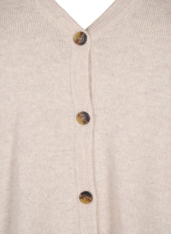 Strikket cardigan i merinoull, Pumice Stone Mel., Packshot image number 2