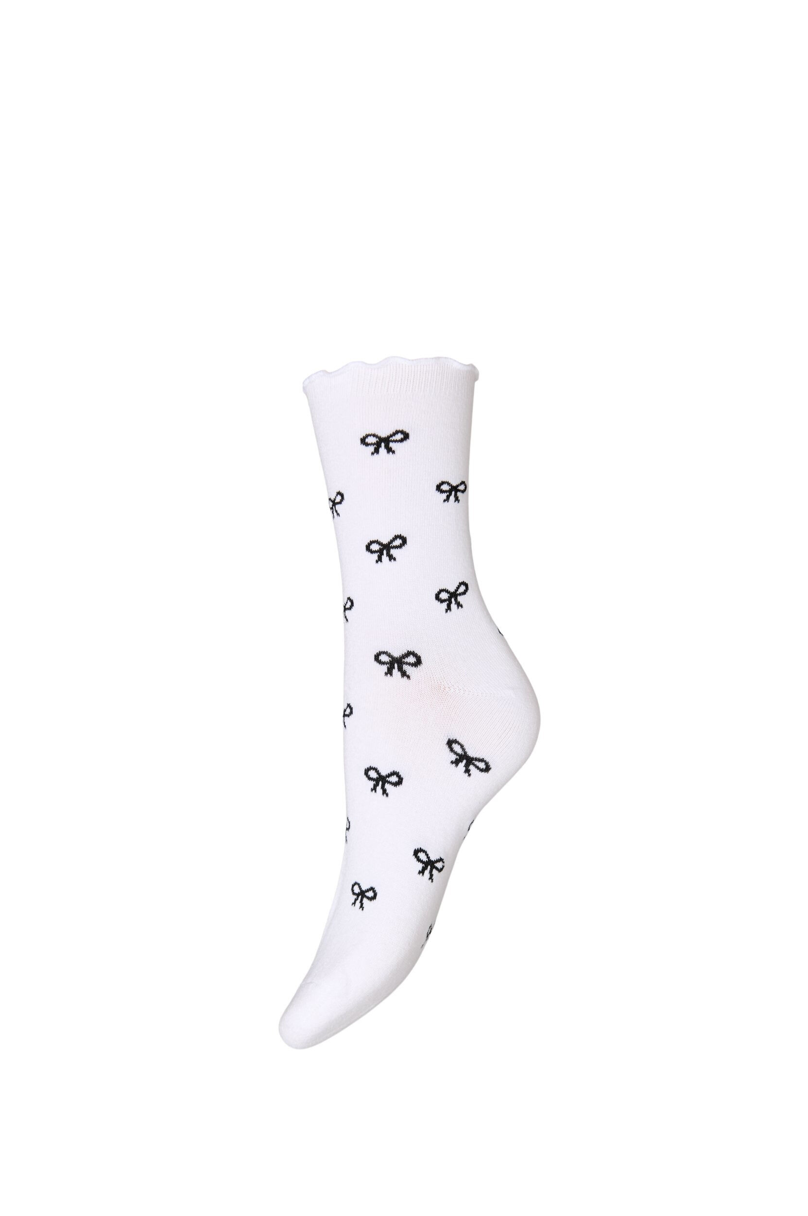 ZizziBomullssokker med m&oslash;nster, Hvit, Packshot image number 0