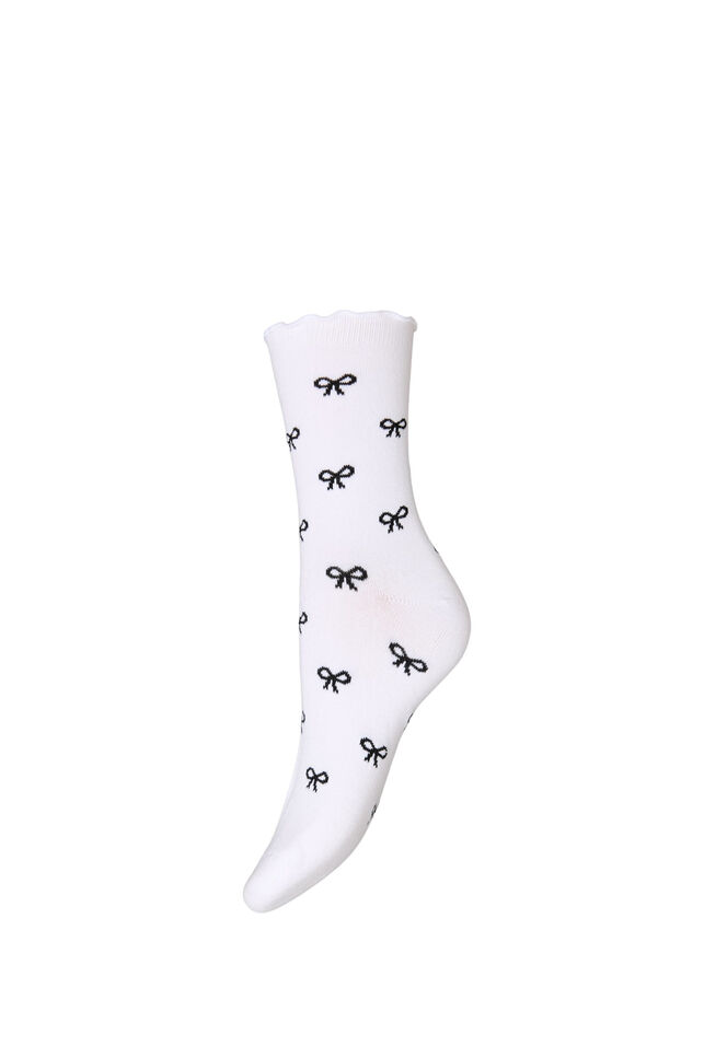 Bomullssokker med m&oslash;nster, Hvit, Packshot image number 0