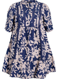 Kort viskosekjole med blonderkant og A-formet snitt, Blue Flower