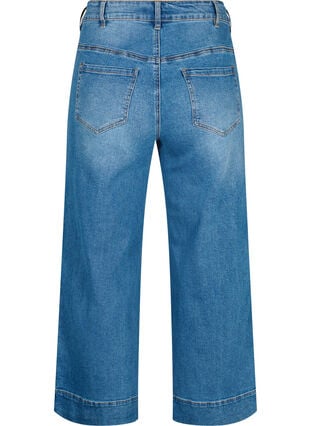 Cropped jeans med vidde, Blue denim, Packshot image number 1