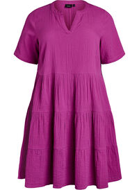 Knelang kjole i bomullsmusselin med A-linjeformet snitt, Lilla Knelang kjole i bomullsmusselin med A-linjeformet snitt