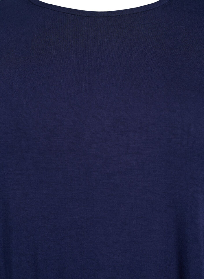 Ensfarvet bluse med lange ermer, Bl&aring;, Packshot image number 2