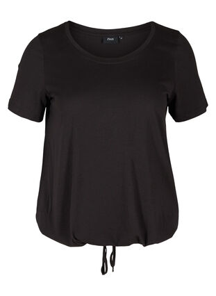 Kortermet T-skjorte med justerbar bunn, Black, Packshot image number 0