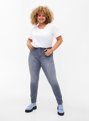 Ekstra slim Amy jeans med høyt liv, Grey Denim, Model image number 0