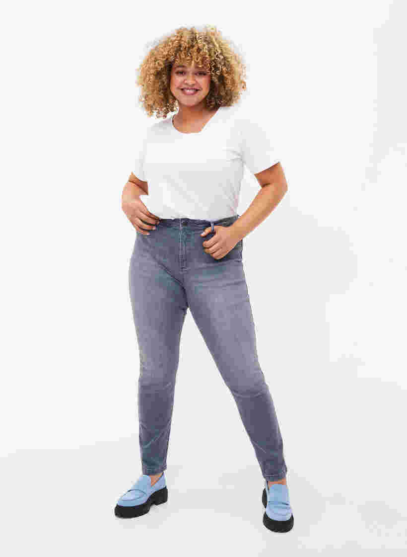 Ekstra slim Nille jeans med høyt liv, Grey Denim, Model image number 0