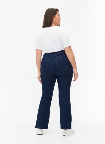FLASH - Høytlivs jeans med bootcut, Blue denim, Model image number 1