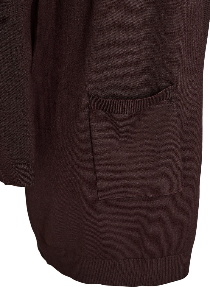 Lang, strikket cardigan i en viskoseblanding, Brun, Packshot image number 2