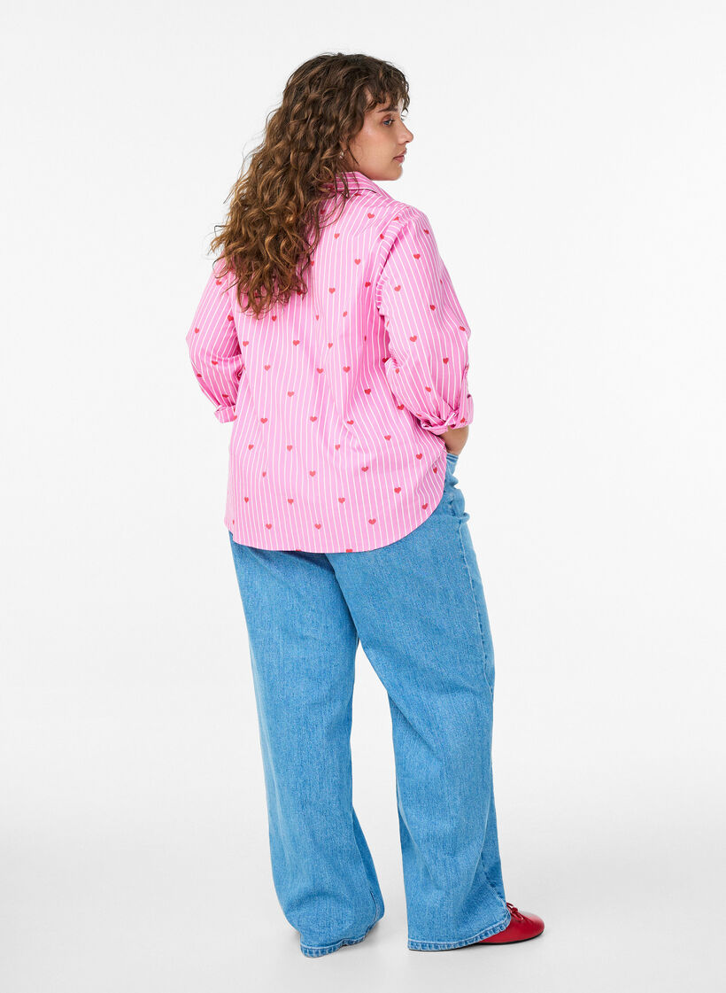 Jeans med vide ben og h&oslash;y midje, Bl&aring;, Model