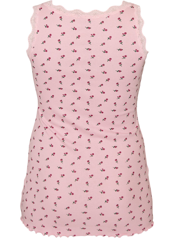 Topp med trykk og blondekant, Rosa, Packshot image number 1