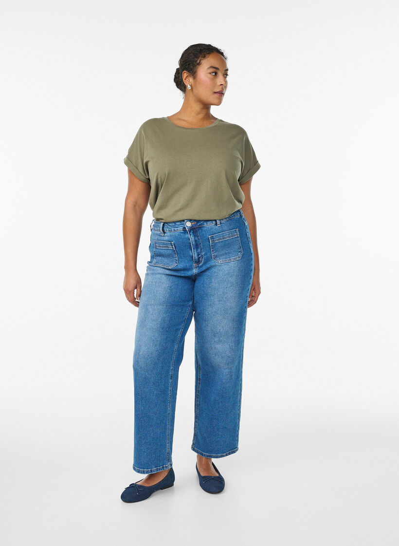 Kortermet T-skjorte i bomullsblanding, Gr&oslash;nn, Model image number 1