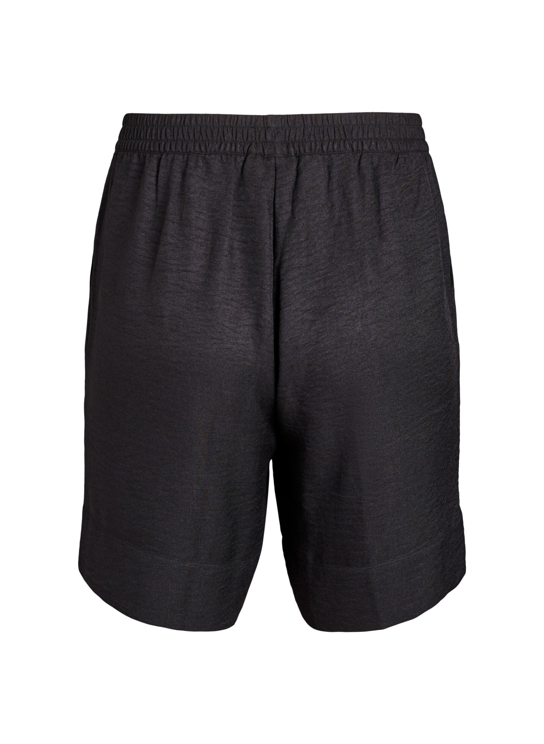 Zizzi Shorts med lommer og h&oslash;y midje, Svart, Packshot image number 1