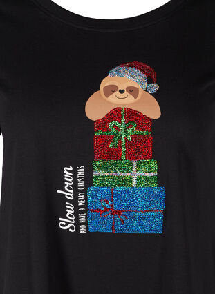 T-skjorte med julemotiv i bomull, Black Gift, Packshot image number 2