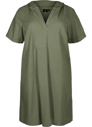 Zizzi Hettekjole i bomullsblanding med lin, Deep Lichen Green, Packshot image number 0