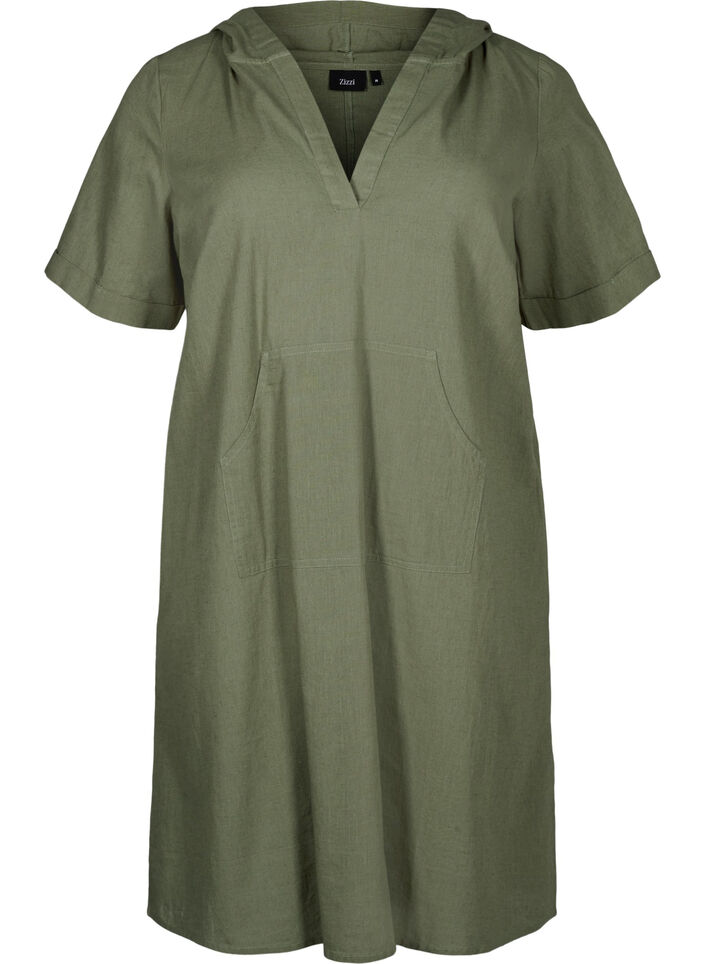 Hettekjole i bomullsblanding med lin, Deep Lichen Green, Packshot image number 0
