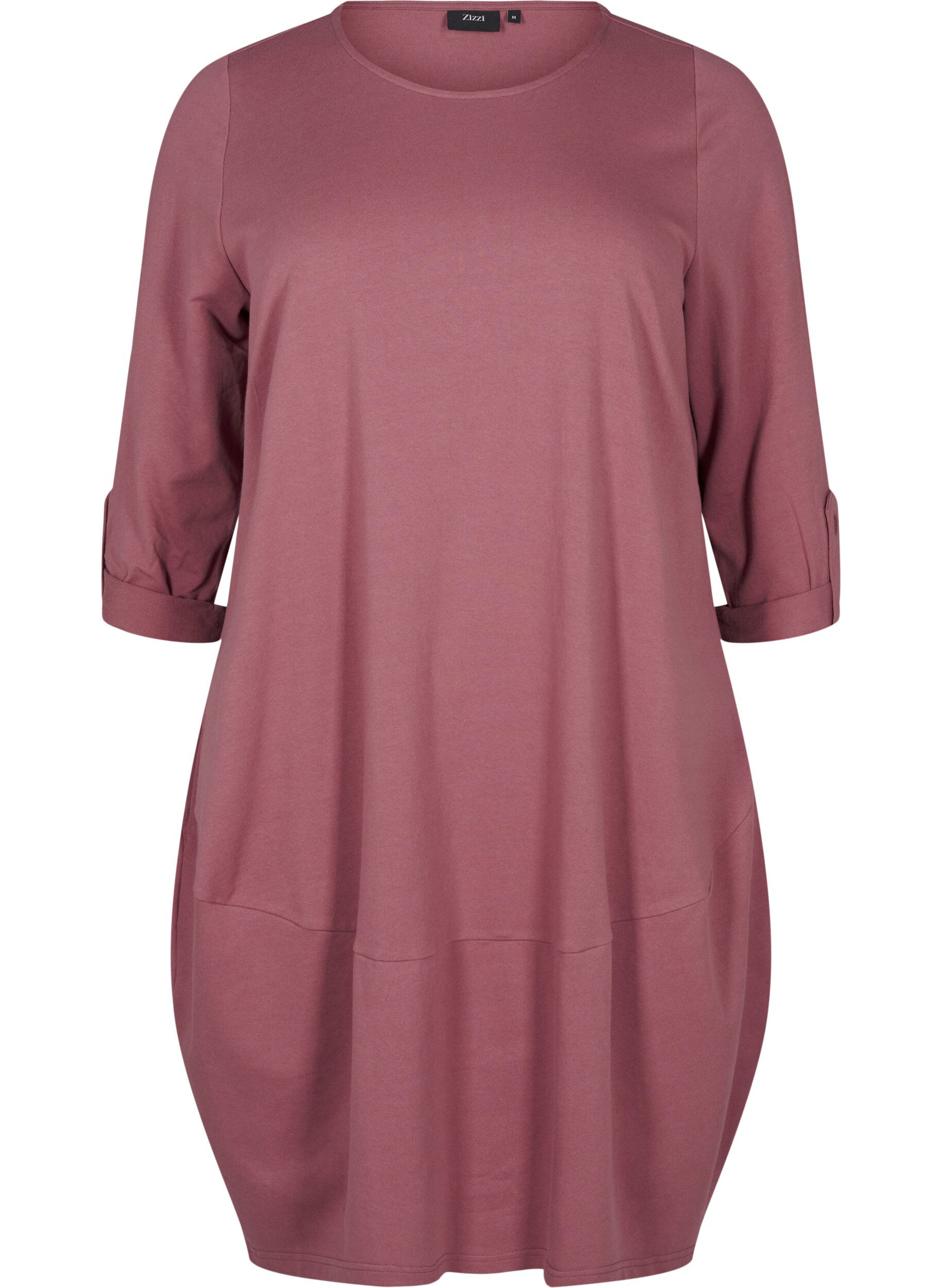 Zizzi Ballongkjole i bomull med lommer, Rosa, Packshot image number 0