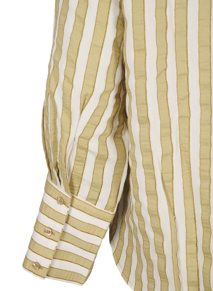 Ledig skjorte med striper, Grønn, Packshot image number 4