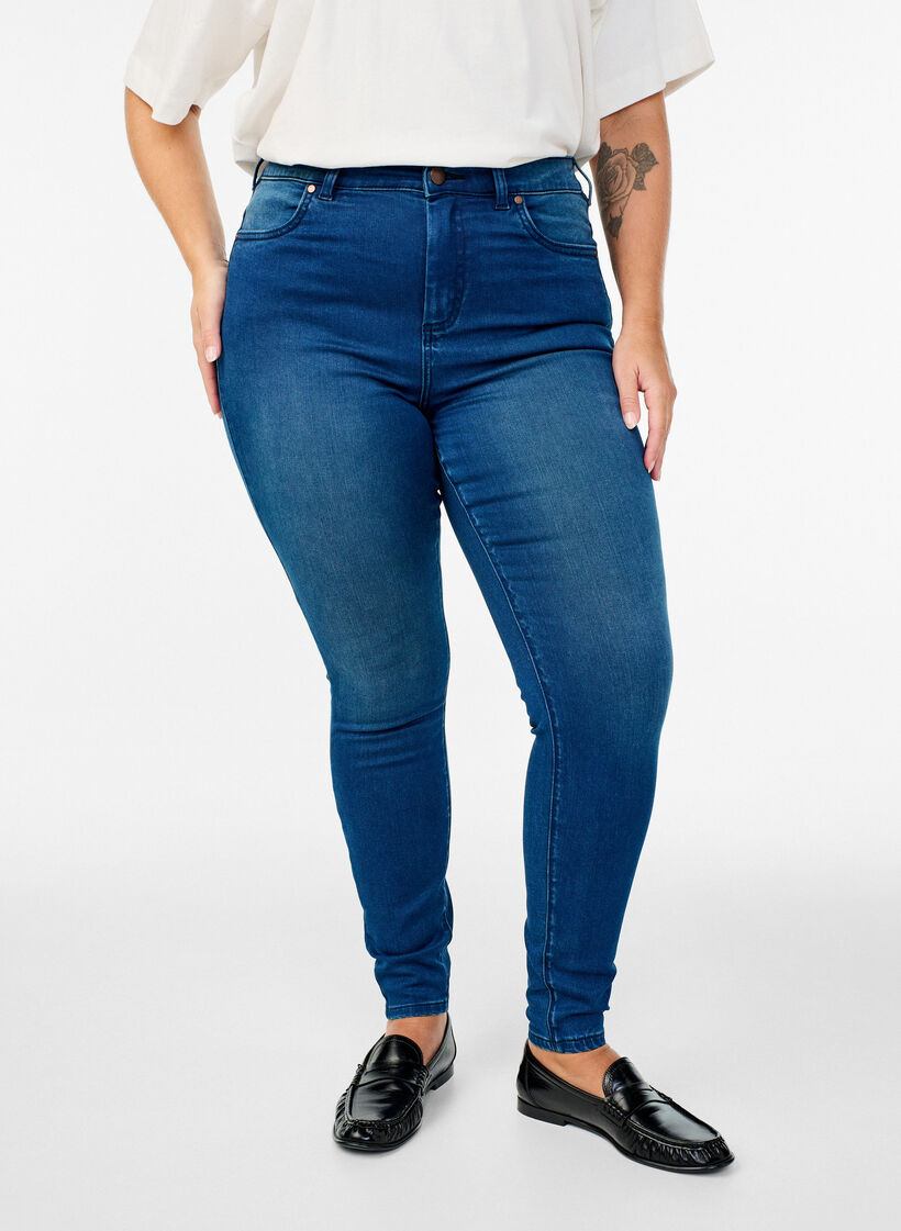 Super slim Amy jeans med h&oslash;y midje, Bl&aring;, Model image number 2