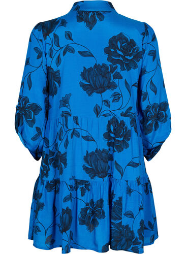 Blomstrete viskosetunika med 3/4-ermer, Blue Flower AOP, Packshot image number 1