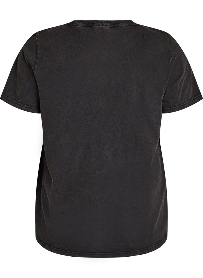 Grafisk T-skjorte i &oslash;kologisk bomull, Svart, Packshot image number 1