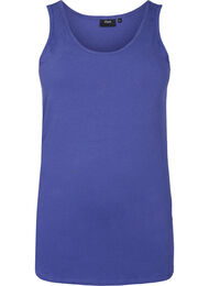 Ensfarget basistopp i bomull, Deep Cobalt