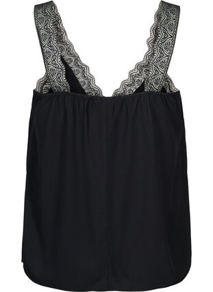 Topp med blonder av viskose, Black, Packshot image number 1