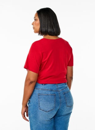Zizzi FLASH - T-skjorte med motiv, Urban Red Rose, Model image number 1