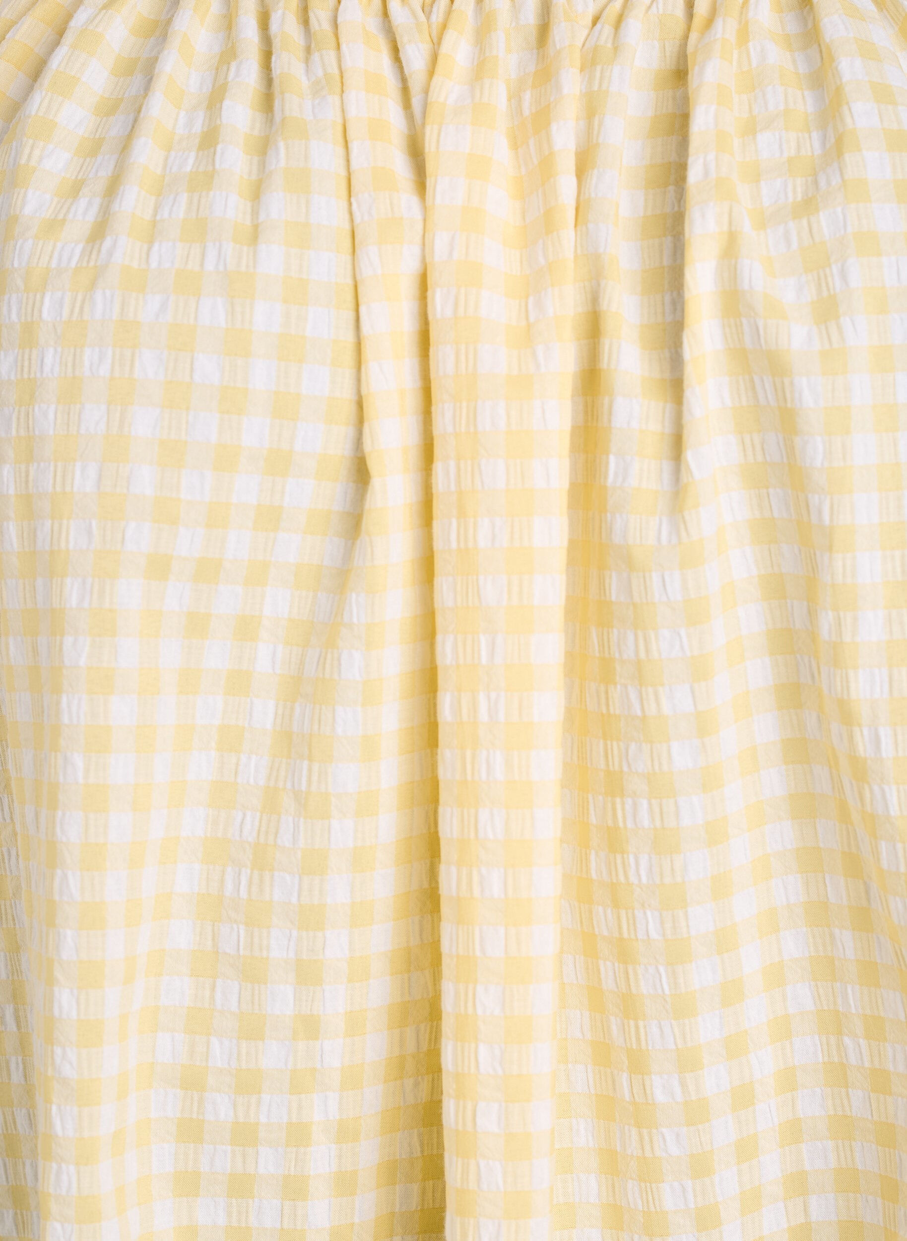 ZizziLiten rutete bluse med elastisk hals og albuelange ermer, Gul, Packshot image number 2