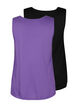 2 pakk topper i bomullsblanding, Deep Lavender/Black, Packshot image number 1