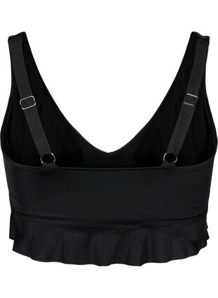 Bikinioverdel med avtagbare pads og volangkant, Black, Packshot image number 1