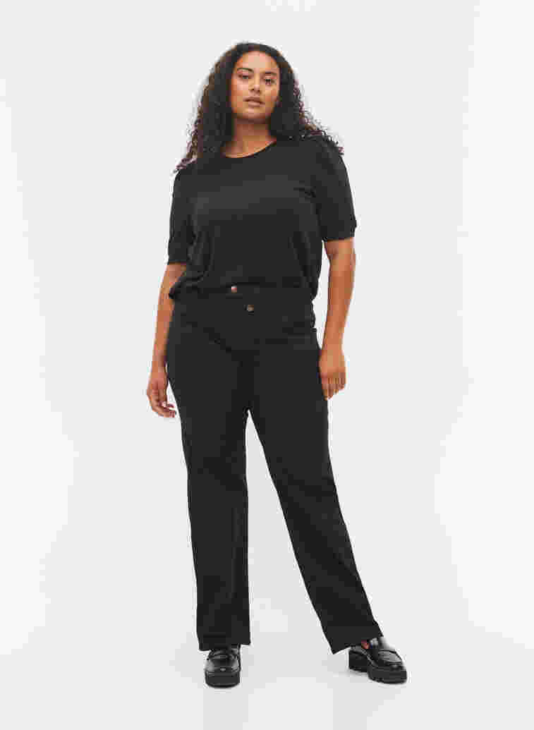 Regular fit Gemma jeans med høyt liv, Black, Model