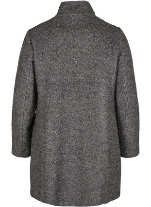 Frakk med ull og glidelås, Dark Grey Melange, Packshot image number 1