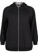 Sweat-cardigan med hette og lommer, Svart, Packshot image number 0