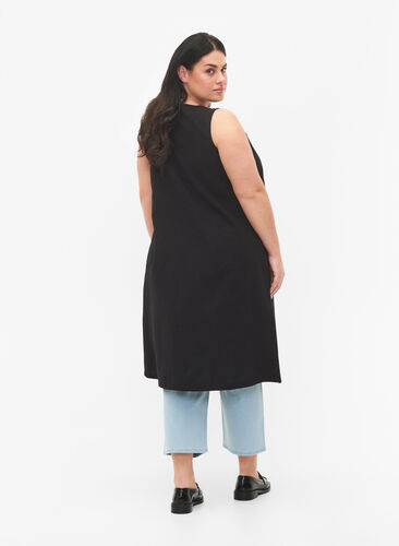 Bomullskjole uten ermer med A-form, Black, Model image number 1